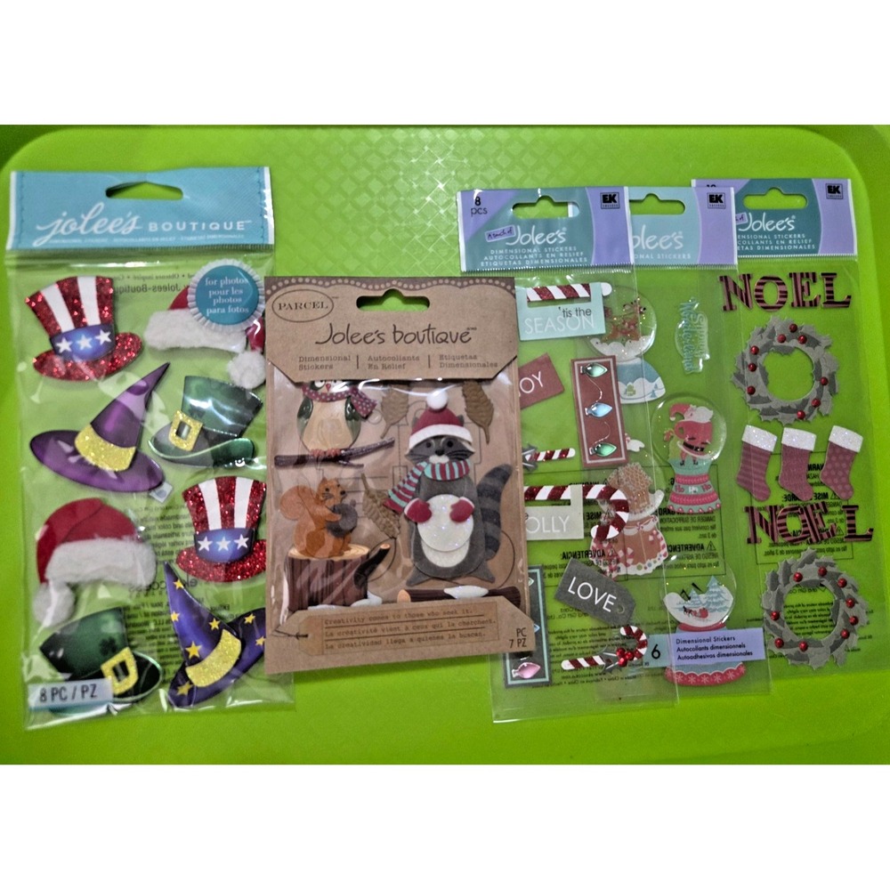 Jolees Boutique Stickers Lot of 5 Scrapbooking Christmas Holidays Snow Globes